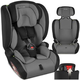 Автокрісло Tectake з 5-точковим ременем, i-Size, бічний захист, для дітей 76-150 см (до 36 кг), бустер, темно-сірий/чорний