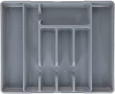 Murago Вставка для столових приборів, розсувна, 27-45x36x4,5 см, сіра, органайзер для ящиків