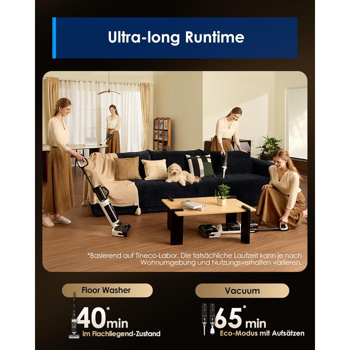 Tineco FLOOR ONE Switch S6 Stretch Breeze: 2-в-1 пилосос для сухого та вологого прибирання з функцією самоочищення та тривалістю роботи 60 хв