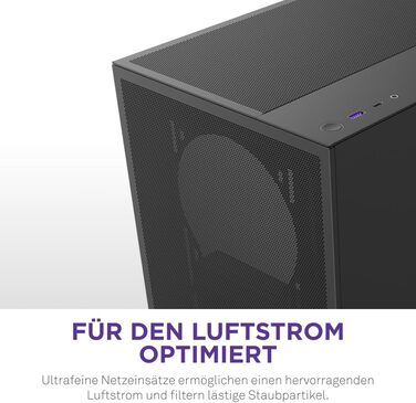 NZXT H5 Flow – компактний ігровий ATX Midi Tower корпус для ПК, високий повітряний потік, 2 вентилятори 120 мм, підтримка радіатора 360 мм спереду та 240 мм зверху, чорний
