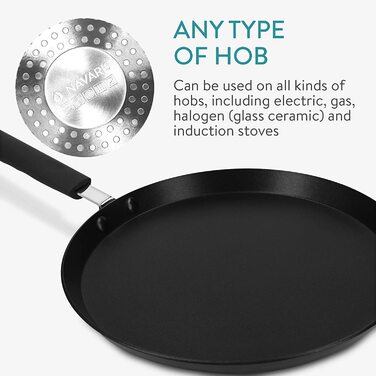 Сковорода для млинців Navaris Pancake Pan Palate Ham Pan - Сковорода для млинців 26 см - Усі поверхні для приготування їжі - Антипригарне покриття