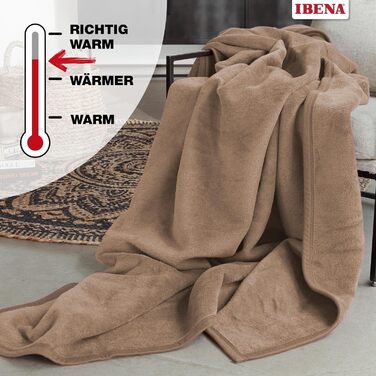 Плед IBENA Porto 150x200 см, коричневий, м'який та легкий у догляді, бавовняна суміш