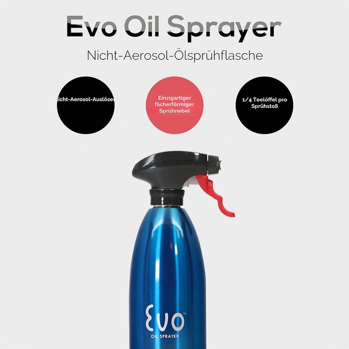 Спрей-розпилювач для олії Evo Oil Sprayer 8113BLK, пляшка для кулінарних та оливкових олій, 473 мл, синій