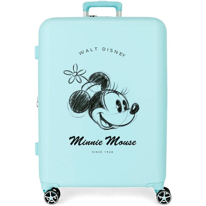 Дорожня валіза Disney Minnie Magic, середня, 70 см, синя, ABS-пластик, TSA-замок, 88 л, 4 подвійні колеса