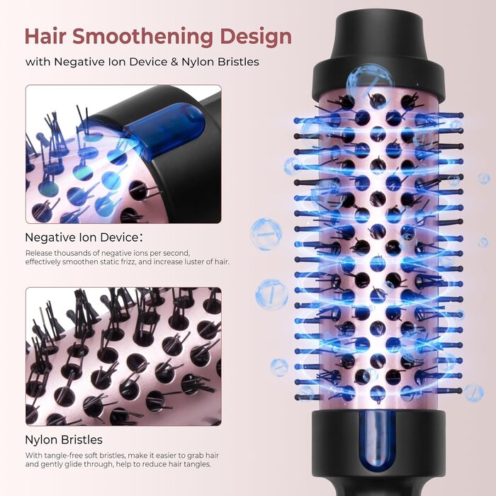 UKLISS Hairstyler 5 в 1: Фен-щітка, плойка, випрямляч для волосся (Чорно-рожевий)