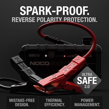 Бустер для автомобіля NOCO Boost X GBX75: Пусковий пристрій 2500A 12V Lithium Powerbank для бензинових двигунів до 8.5L та дизельних до 6.5L