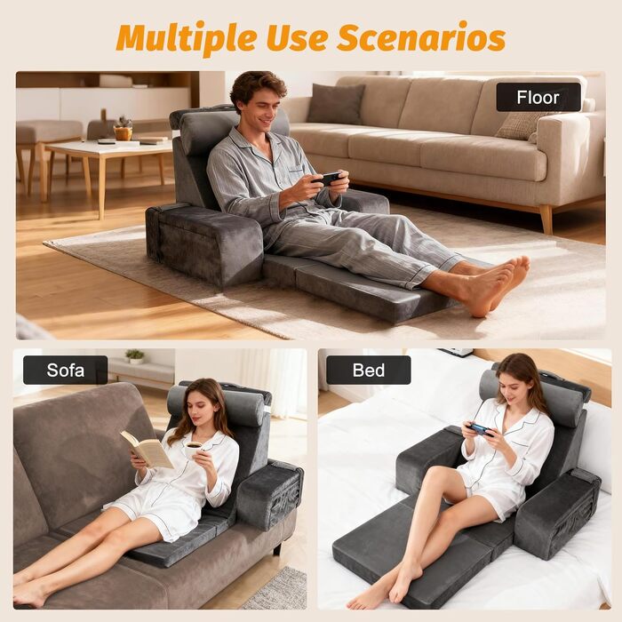 Подушка для спини та шиї з Memory Foam для ліжка та дивана з підлокітниками та сидінням - зручна подушка для читання, ігор та перегляду телевізора