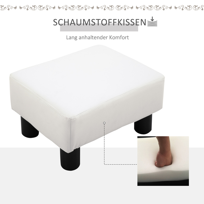 Табурет для ніг HOMCOM Chesterfield зі штучної шкіри, білий, 40x30x24см