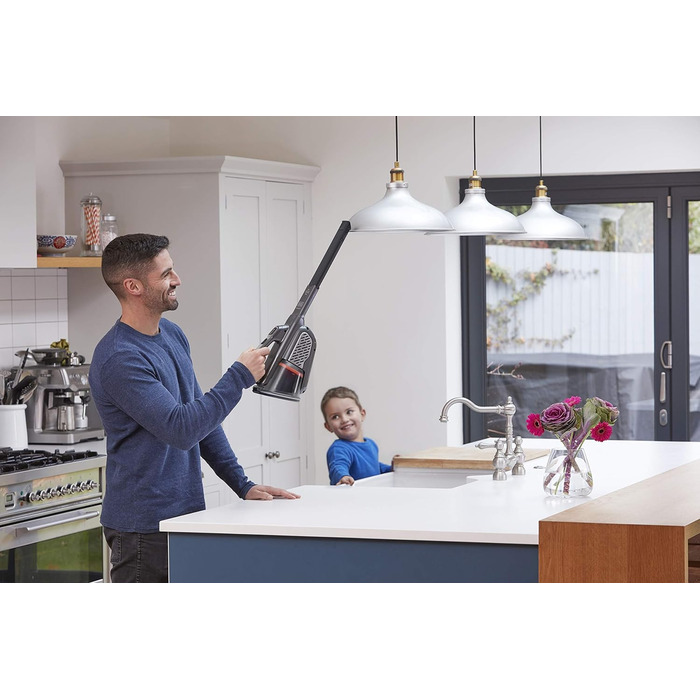 Акумуляторний ручний пилосос BLACK+DECKER Dustbuster Smart Tech 36 Вт/18 В, циклонний, 2 режими, з висувною щілинною насадкою, титан/срібло/чорний, з зарядним кабелем