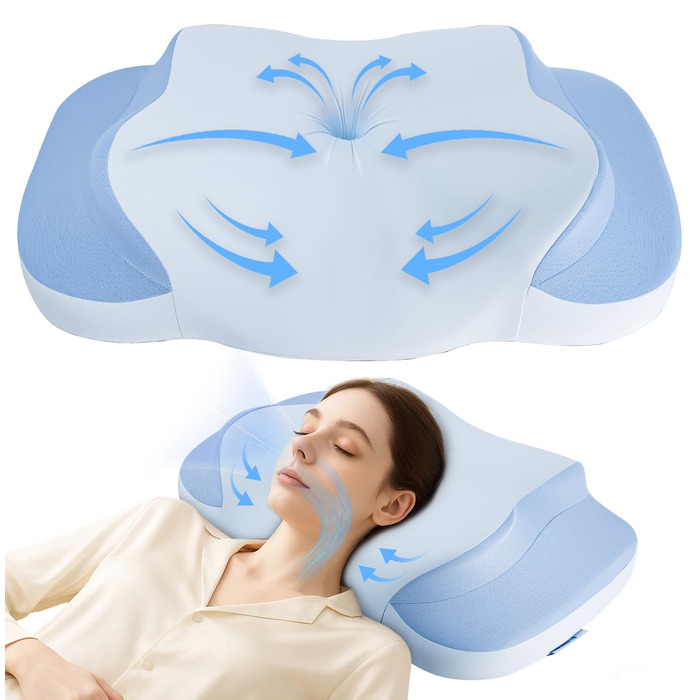 Подушка для шиї та голови IDEA з Memory Foam, ортопедична, антихропічна, для сну на боці, спині та животі (1 шт)