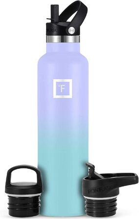 Термофляга IRON °FLASK Edelstahl 710 мл, Cotton Candy: Металева пляшка для води з 3 кришками, ізольована, не протікає, для спорту, школи, фітнесу, кемпінгу (з соломинкою)