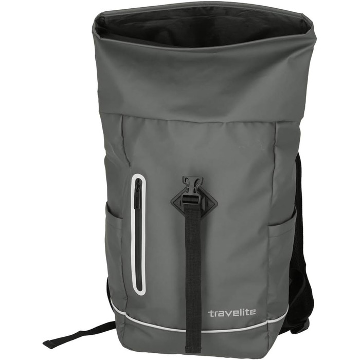 Рюкзак travelite Rolltop водонепроникний, велосипедний, міський, з роллтоп-застібкою та світловідбивачами, 19 л, 48 см, сірий (антрацит)