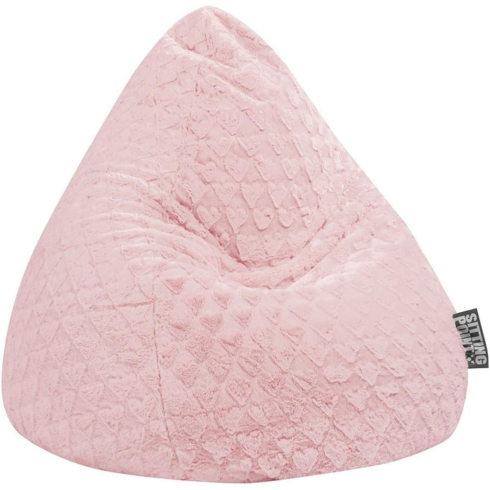 Крісло-мішок Sitting Point FLUFFY HEARTS XL 220 л, 70x110 см, рожеве, плюш