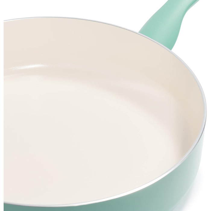 GreenPan Rio: сковорода з антипригарним покриттям Ceramic, 30 см, з кришкою, без PFAS, чорно-кремовий колір, для плити (крім індукційної), можна мити в посудомийній машині, витримує до 160°C в духовці