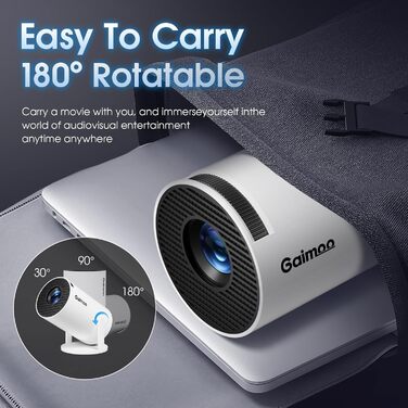 Смарт-проектор Mini Beamer 4K Full HD 1080P з WiFi 6 та Bluetooth 5.2, автокоррекция Keystone, поворот на 180°, підтримка HDMI/TV Stick/USB, білий