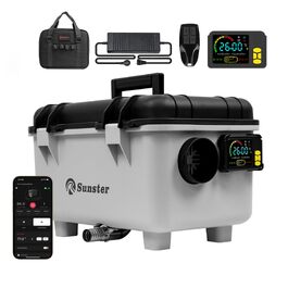 Автономний дизельний обігрівач повітря Sunster 8кВт з керуванням через APP, EU-адаптером та сумкою для транспортування, сірий (TB30)