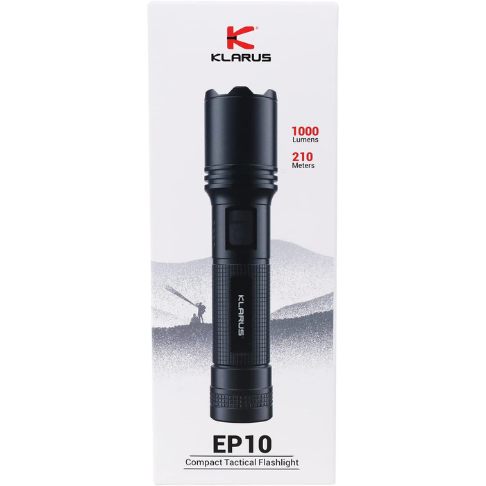 Ліхтарик KLARUS EP10 1000 Люмен USB-C, тактичний, 4 режими, водонепроникний IPX6 для кемпінгу, дому та вулиці