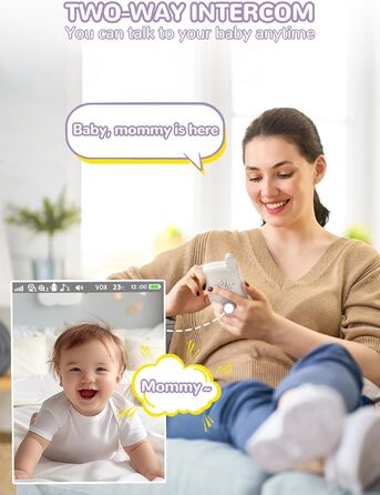 Відеоняня Baby Phone з 3.2-дюймовим LCD-дисплеєм, HD цифрова камера з нічним баченням, двосторонній аудіозв'язок, 2.4 GHz