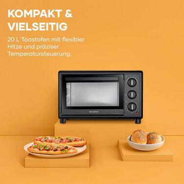 Міні-піч Severin Bake&Toast TO 2078, 20Л, 1600Вт, з таймером та конвекцією (верхній та нижній підігрів), чорна