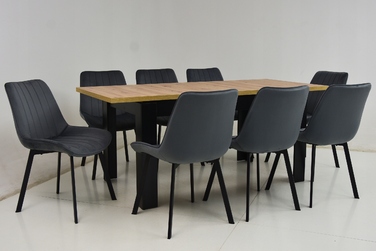 Комплект: розкладний стіл ARTISAN (80x140/180) та 8 стільців LOFT IK-17, сірі