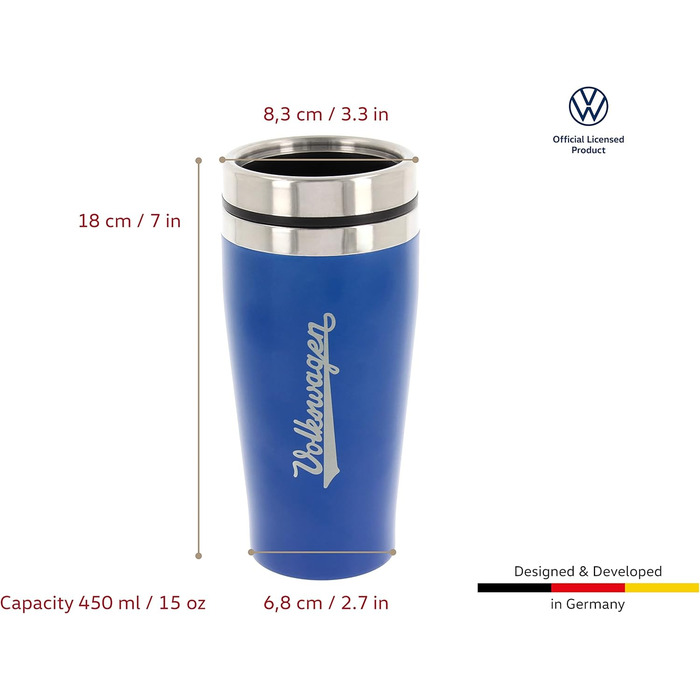 Термокружка BRISA VW Collection Volkswagen GTI, 450 мл, чорна, з подвійними стінками