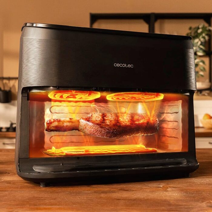 Аерофритюрниця-гриль Cecotec Cecofry & Grill Smokin' 6500 Plus 6.5Л, 2200 Вт, з функцією копчення, подвійним грилем та вікном, чорна
