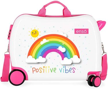 Дитячий валіз Arcoiris Positive Vives, білий, 50x39x20 см, ABS, 38л, 4 колеса, кодовий замок, ручна поклажа