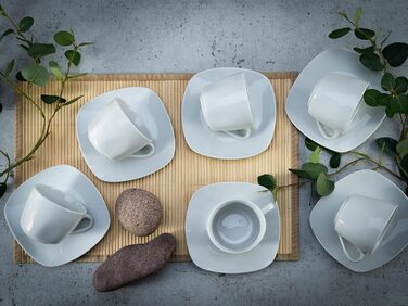 Набір кавових чашок CreaTable Square Weiss, 12 шт, 200 мл, білий фарфор