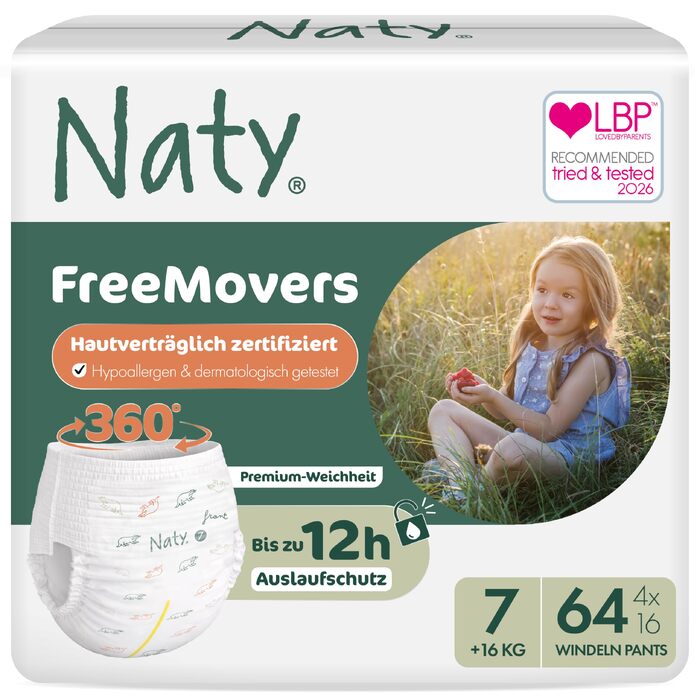 Підгузки-трусики Naty FreeMovers, розмір 5 (12–18 кг), 80 шт