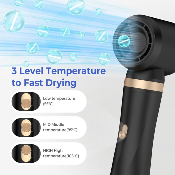 UMIGA Airstyler 5 в 1: Фен-щітка, кругла щітка, плойка та випрямляч для волосся 1000 Вт, 3 режими нагріву, рожево-чорний