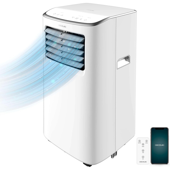 Мобільний кондиціонер Cecotec ForceClima 7100 7000 BTU з LED дисплеєм, 4 режими, 2 швидкості, охолодження до 15 м² (пульт ДУ + сенсор + APP)