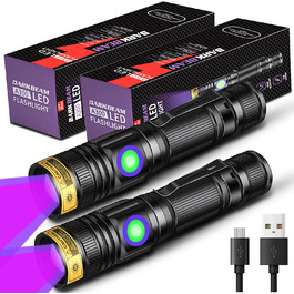 Ультрафіолетовий ліхтарик DARKBEAM 395нм, USB-зарядка, компактний, для виявлення плям тварин, затвердіння смоли, 2 шт.