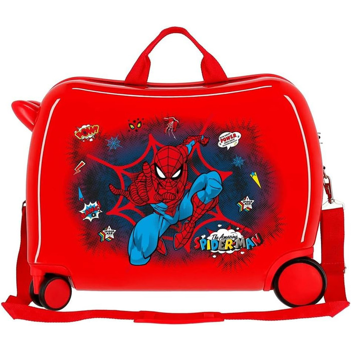 Дитяча валіза Marvel Spiderman, жорсткий ABS, 50x38x20 см, 38л, 2,1 кг, червона, з кодовим замком та 4 колесами, ручна поклажа