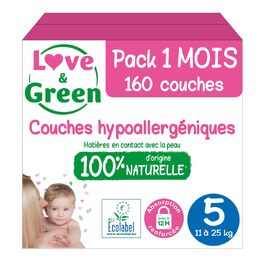 Екологічні підгузки Love & Green Liebe & Grüne, розмір 5, на пояс, запас на 1 місяць