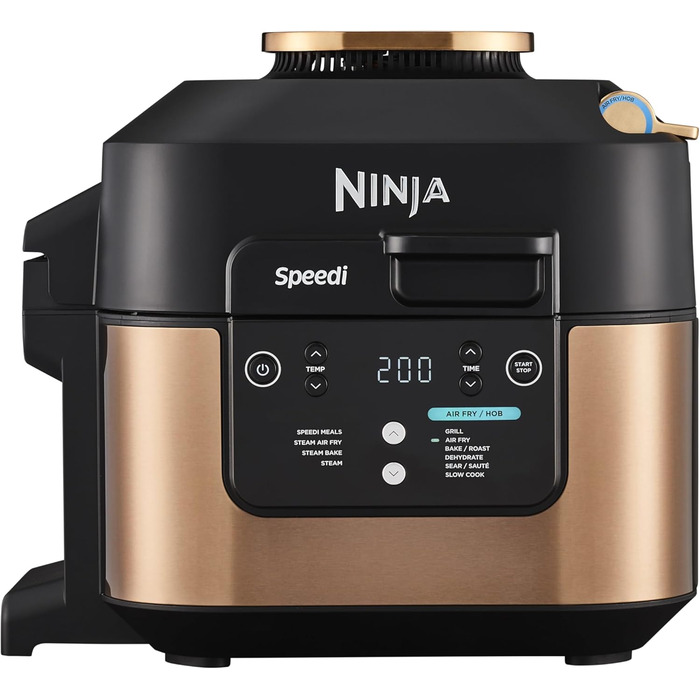 Мультиварка Ninja Speedi 5,7 л, 10-в-1, аерофритюрниця, повільне приготування, гриль, випічка, чорна та мідна ON400EUCP