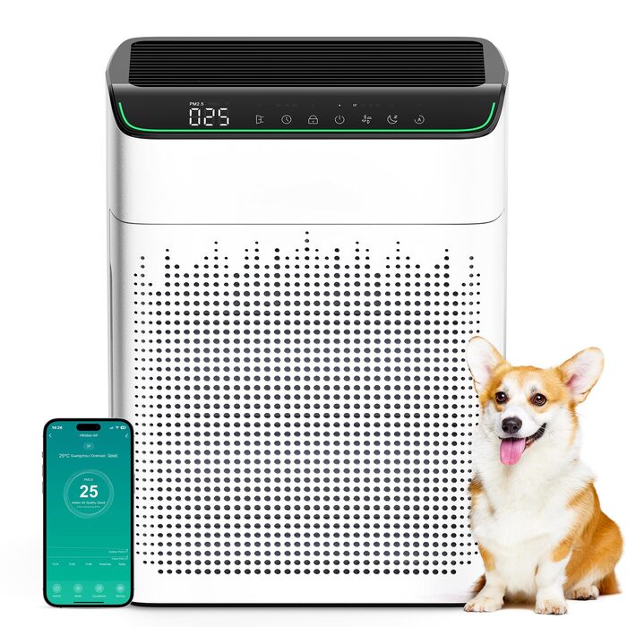 Повітряний очищувач MERONTE для алергіків та кімнат для курців, CADR 340 м³/год, WiFi, Alexa, моніторинг PM 2.5, 4 режими