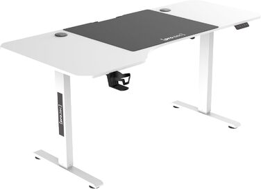 Електричний регульований письмовий стіл pro.tec Stryn 160x75 см, L-подібний, з пам’яттю, білий, висота 72-117 см