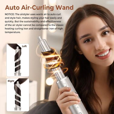 UKLISS Airstyler 5 в 1: Фен-щітка, стайлер для волосся з іонізацією та насадкою для кудрі (Золотий)