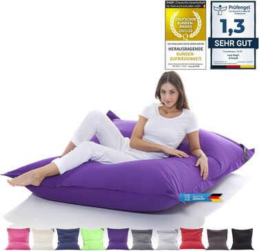 LAZY BAG Великий крісло-мішок Classic XXL 140x180 см | Крісло-мішок 2-в-1 для відпочинку та лежання | Зручні моменти в приміщенні та на вулиці завдяки 4 млн EPS-кульок для ідеальної ергономіки | Прачний чохол (бавовна, фіолетовий)