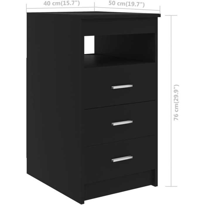 Комод vidaXL з шухлядами, багатофункціональна тумба, чорний, 40x50x76 см, ДСП