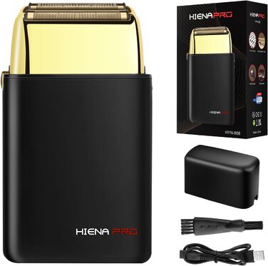 Електробритва HIENA PRO для чоловіків, бездротова, Zero Gap, акумуляторна, дорожній набір, чорне-золото