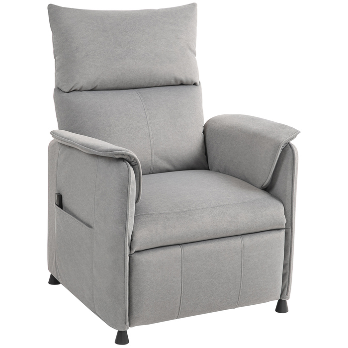 Реклайнер для електричного телевізора HOMCOM Recliner з функцією пам'яті, тихіший шум, функція відкидання Регульований реклайнер з імітацією Pet-Friendly Velvet, пульт дистанційного керування сірий