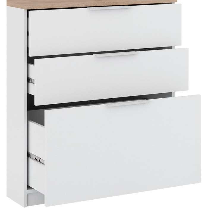 Комод Vicco Betti 80x90 см, білий/сонома, з 3 шухлядами