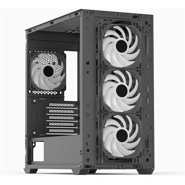 Корпус для ПК AeroCool D301A, ігровий Mid-Tower, оптимізований повітряний потік, дерев'яна Mesh-панель, 4 RGB-вентилятори, USB Type-C, сумісний з ASUS/MSI M-ATX, чорний
