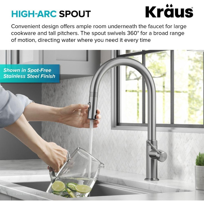 Змішувач кухонний Kraus KPF-3104SFS Oletto чорний матовий з витяжкою, 44 см