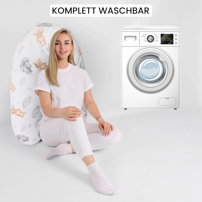 Подушка для вагітних Amilian XXL для сну та годування, U-подібна, з чохлом для бокового сну