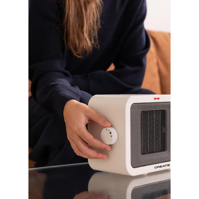 Керамічний обігрівач CREATE/WARM BOX, білий, 1500 Вт, портативний, з термостатом, 2 режими потужності, PTC-нагрів, захист від перегріву