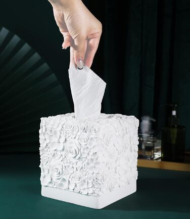 Декоративний чохол для коробки серветок Kleenex Hymmah, квадратний з лотком, дизайн «куб» для спальні та вітальні, колір білий