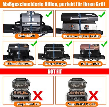 Підставка для гриля Denmay для Ninja Woodfire OG700, Pit Boss, Blackstone, Traeger Ranger, з підставкою та кошиком (чорний)