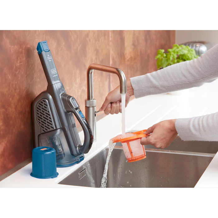Акумуляторний ручний пилосос BLACK+DECKER Dustbuster BHHV320J, 12В, 25AW, циклонна технологія, без мішка, з висувною щілинною насадкою, титаново-синій